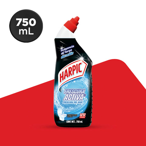 Harpic® Líquido Desinfectante para Inodoros, Frescura Activa Frescura del Mar - 750 ml.