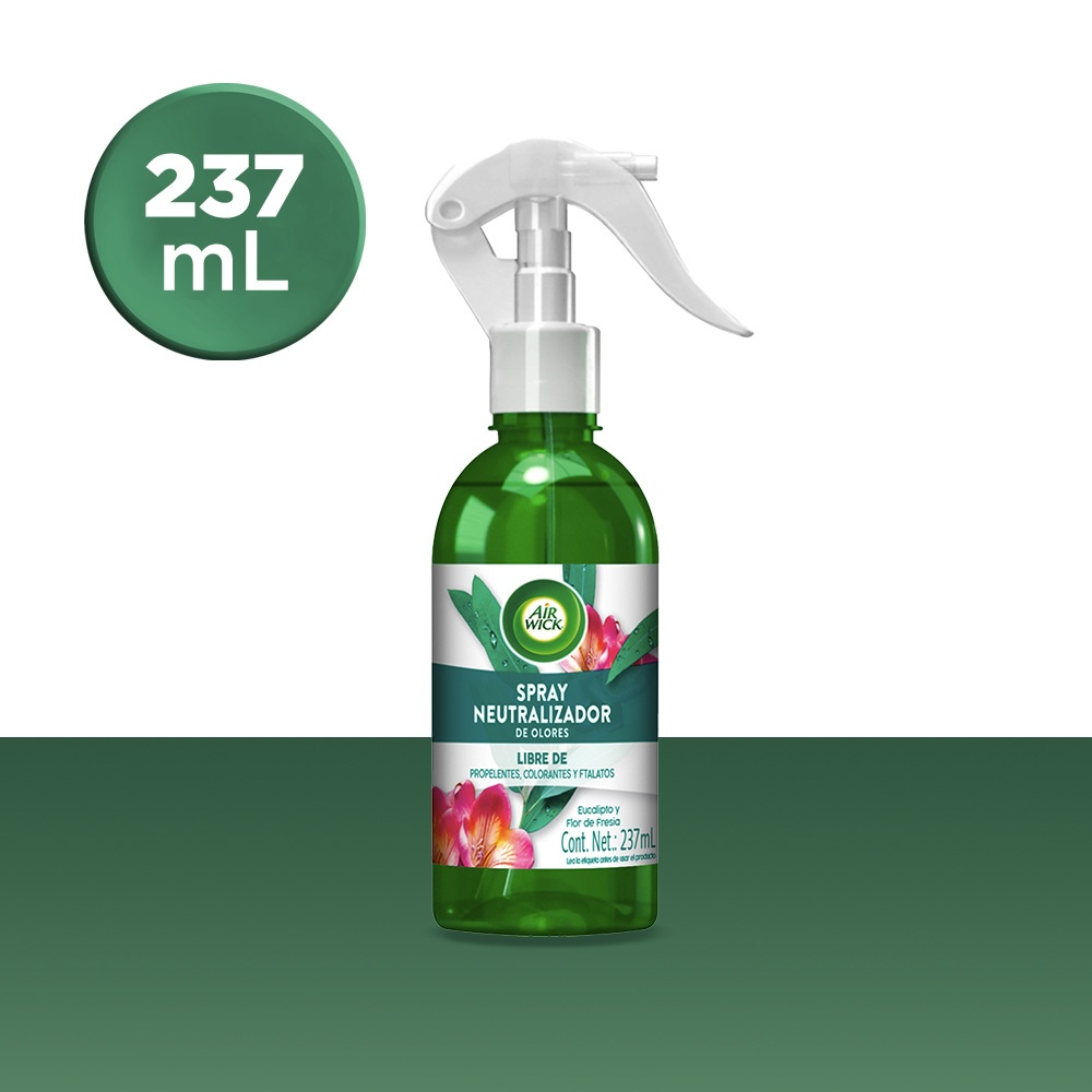 Air Wick® Spray Neutralizador de Olores, Eucalipto & Flor de Fresia - 237 ml.