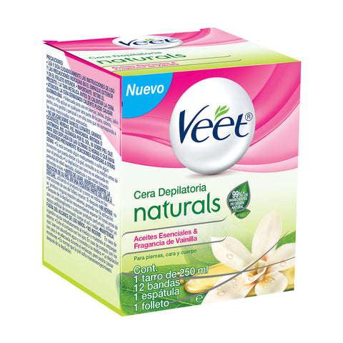 Veet® Naturals Cera depilatoria con Aceites esenciales para Piel Normal - 250 ml.