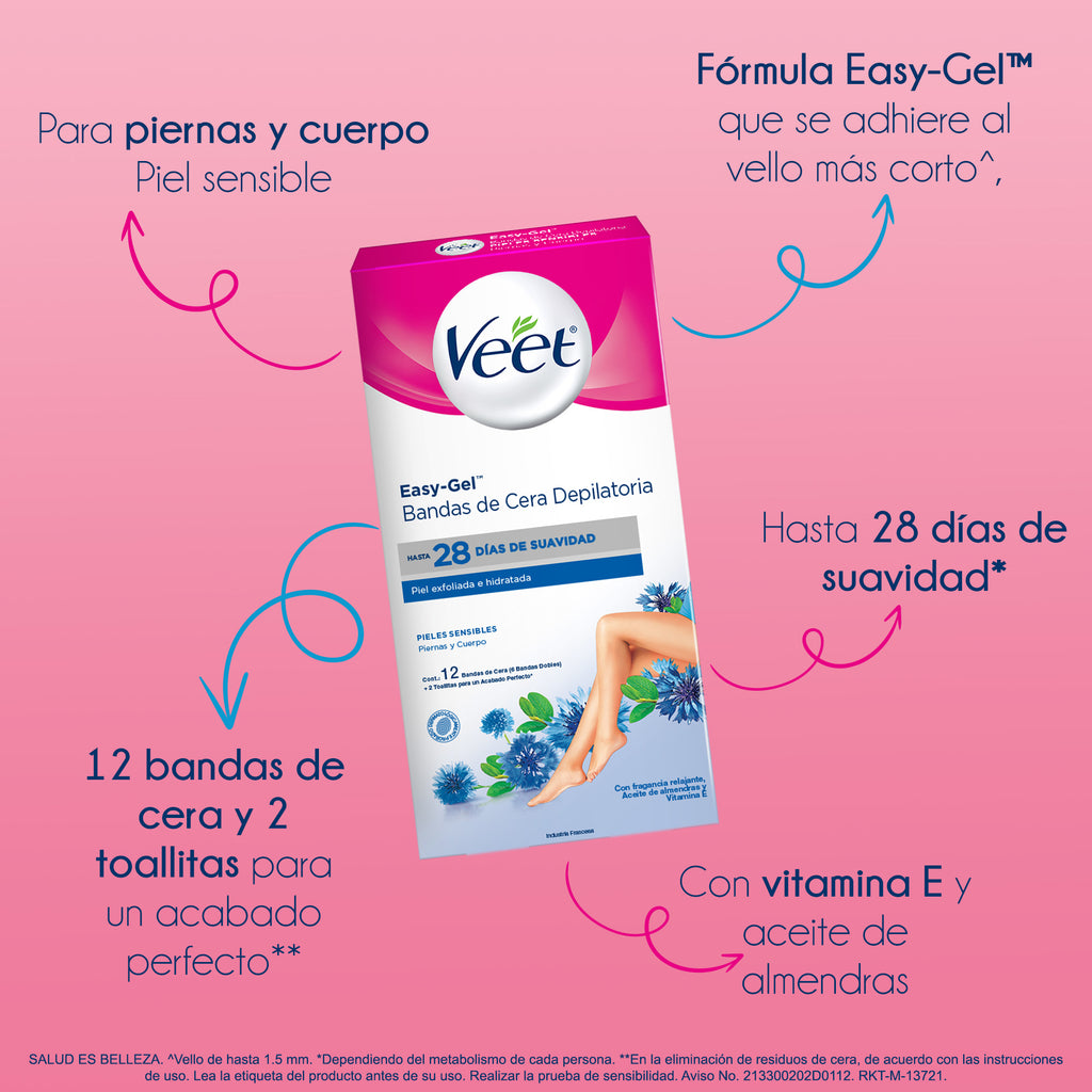Cera Fría Cera Depilatoria Con Bandas Veet Easy Gel Bandas