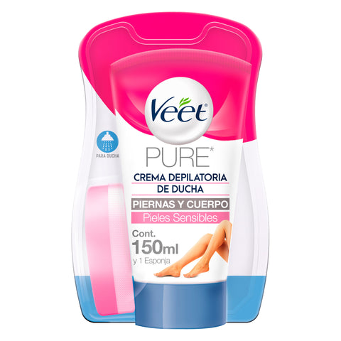 Veet® Crema depilatoria corporal de ducha para Piel Sensible - 150 ml.