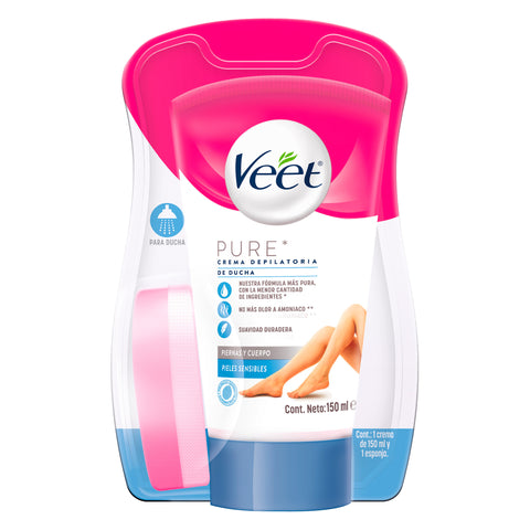 Veet® Crema depilatoria corporal de ducha para Piel Sensible - 150 ml.