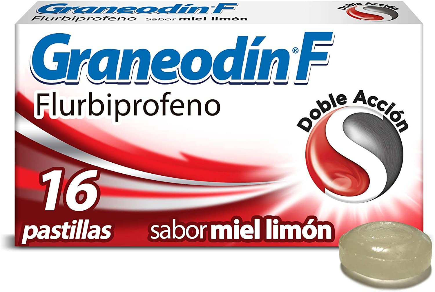 Graneodín® F con flurbiprofeno sabor Miel/Limon - Caja con 16 pastillas.