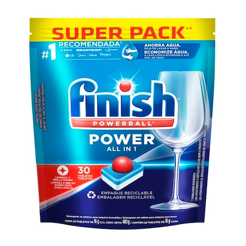 Finish® Powerball, All in One Max, tabletas lavavajillas - 30 piezas