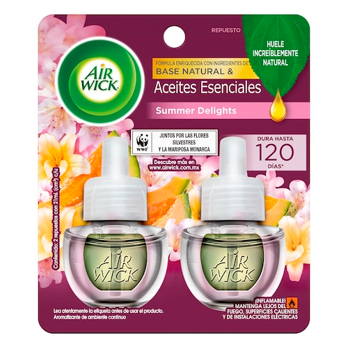 Air Wick® Aromatizante de Ambiente, Summer Delights - 2 Repuestos de 20 ml c/u.