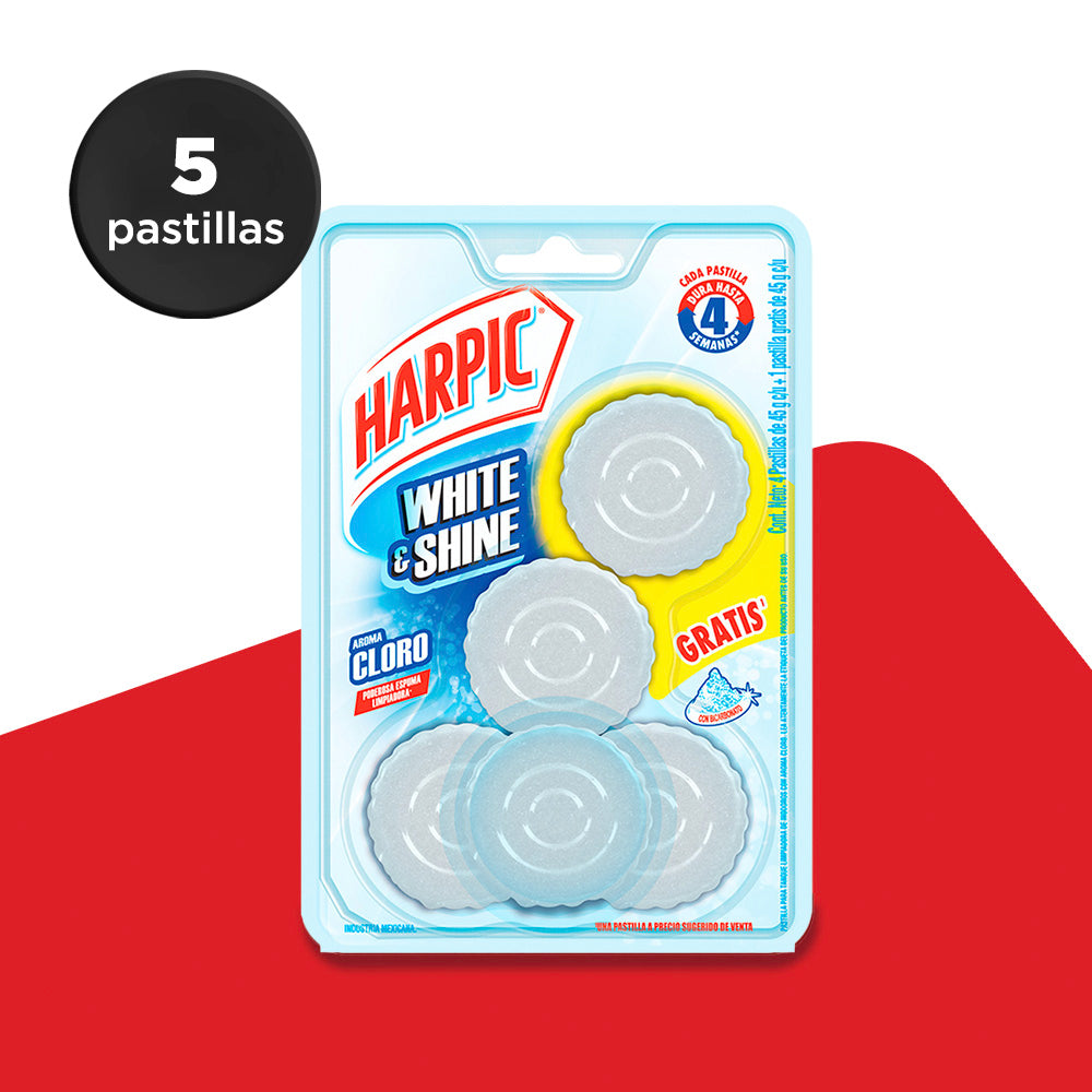 Harpic® Pastilla para Tanque White&Shine Sin Cloro 5 pz