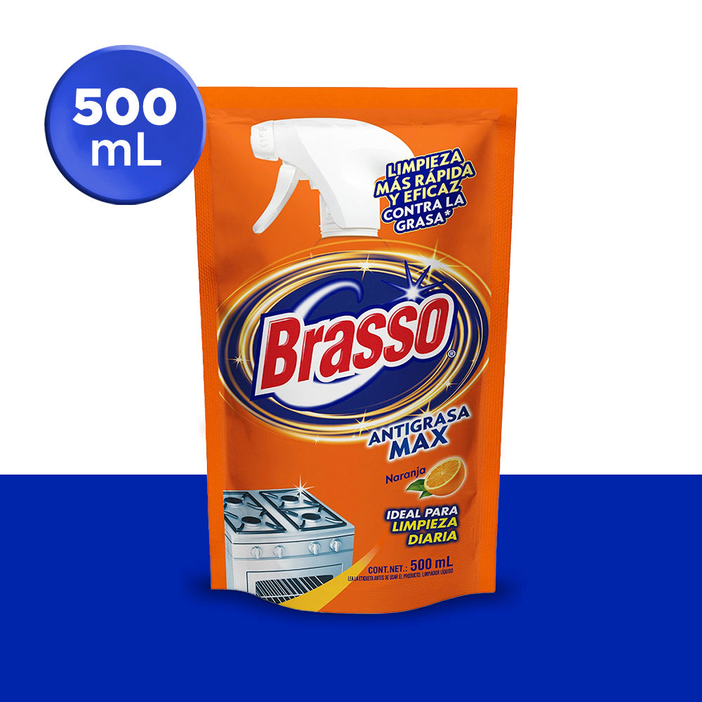 Brasso® Limpiador Desengrasante para Cocina, Naranja - Repuesto 500 ml.
