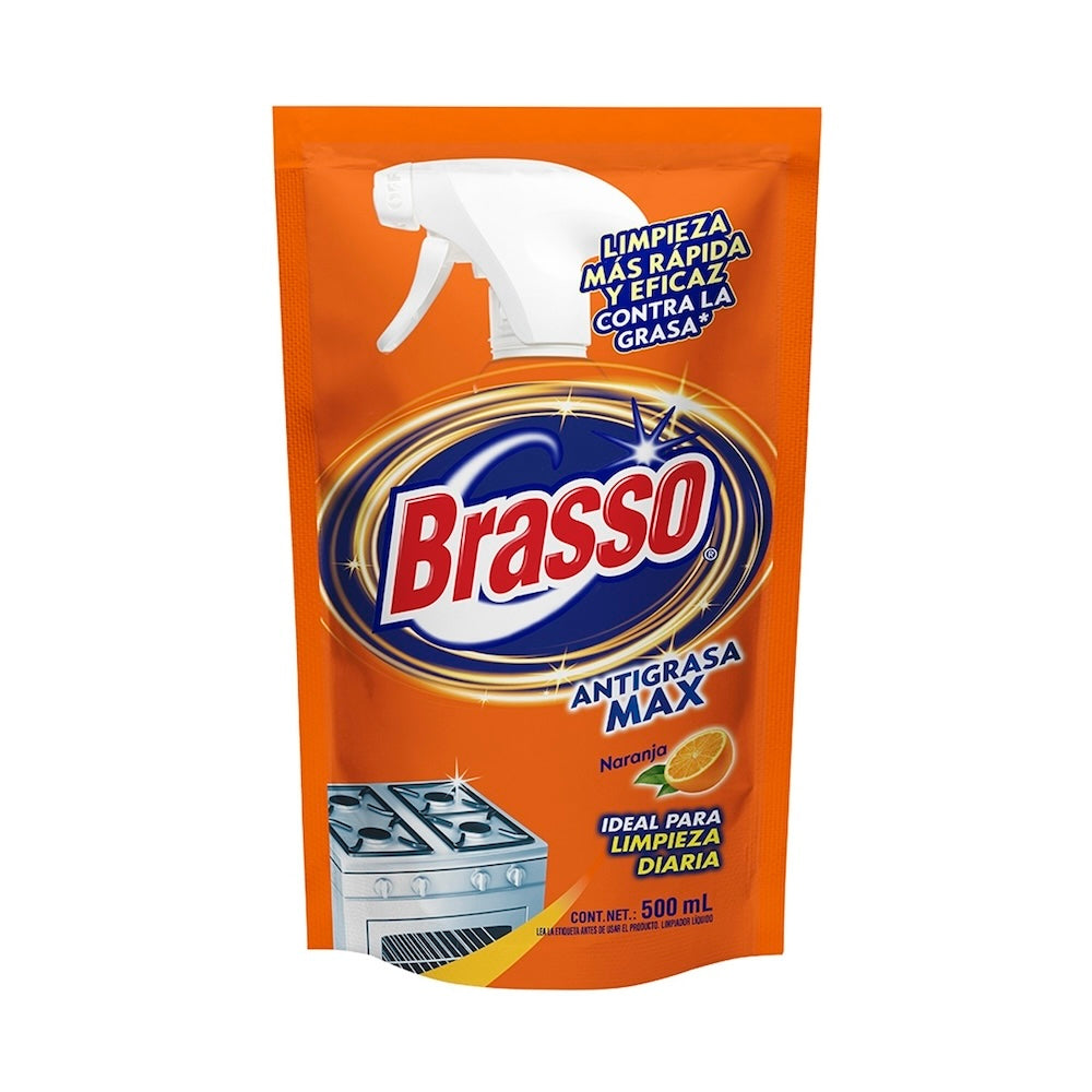 Brasso® Limpiador Desengrasante para Cocina, Naranja - Repuesto 500 ml.