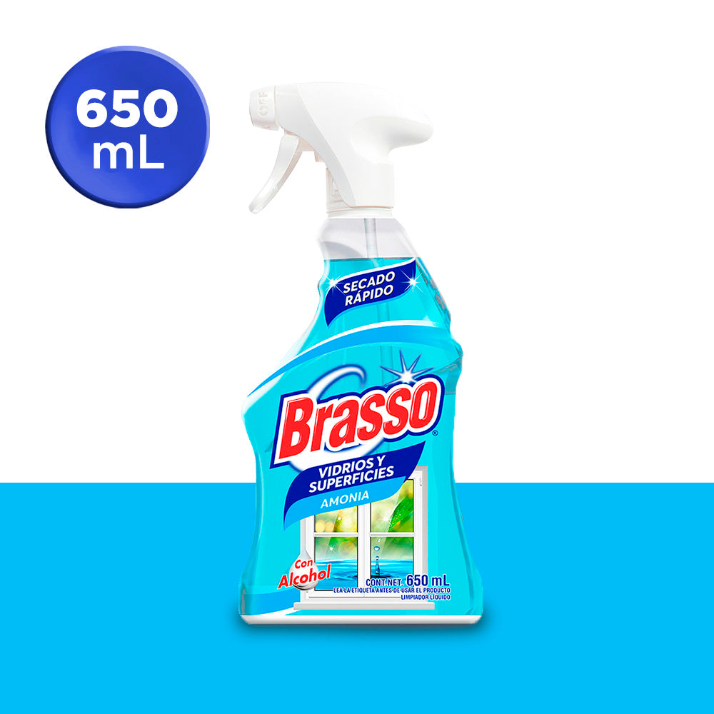 Brasso® Limpiador Vidrios y Superficies, Amonia - Spray 650 ml.