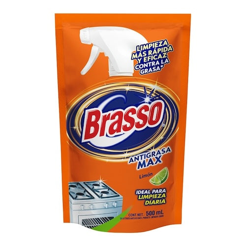 Brasso® Limpiador Desengrasante para Cocina, Limón - Repuesto 500 ml.