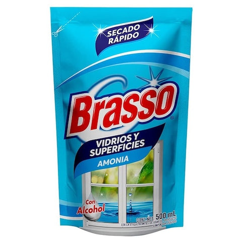 Brasso® Limpiador Líquido para Vidrios y Superficies Amonia Repuesto 500 ml