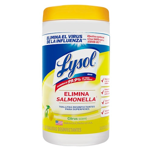Lysol®  Toallitas Desinfectantes para Superficies Citrus, 80 Toallitas