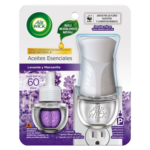 Air Wick® Aromatizante de Ambiente, Lavanda & Manzanilla - 1 Difusor Eléctrico + 1 Repuesto de 21 ml.