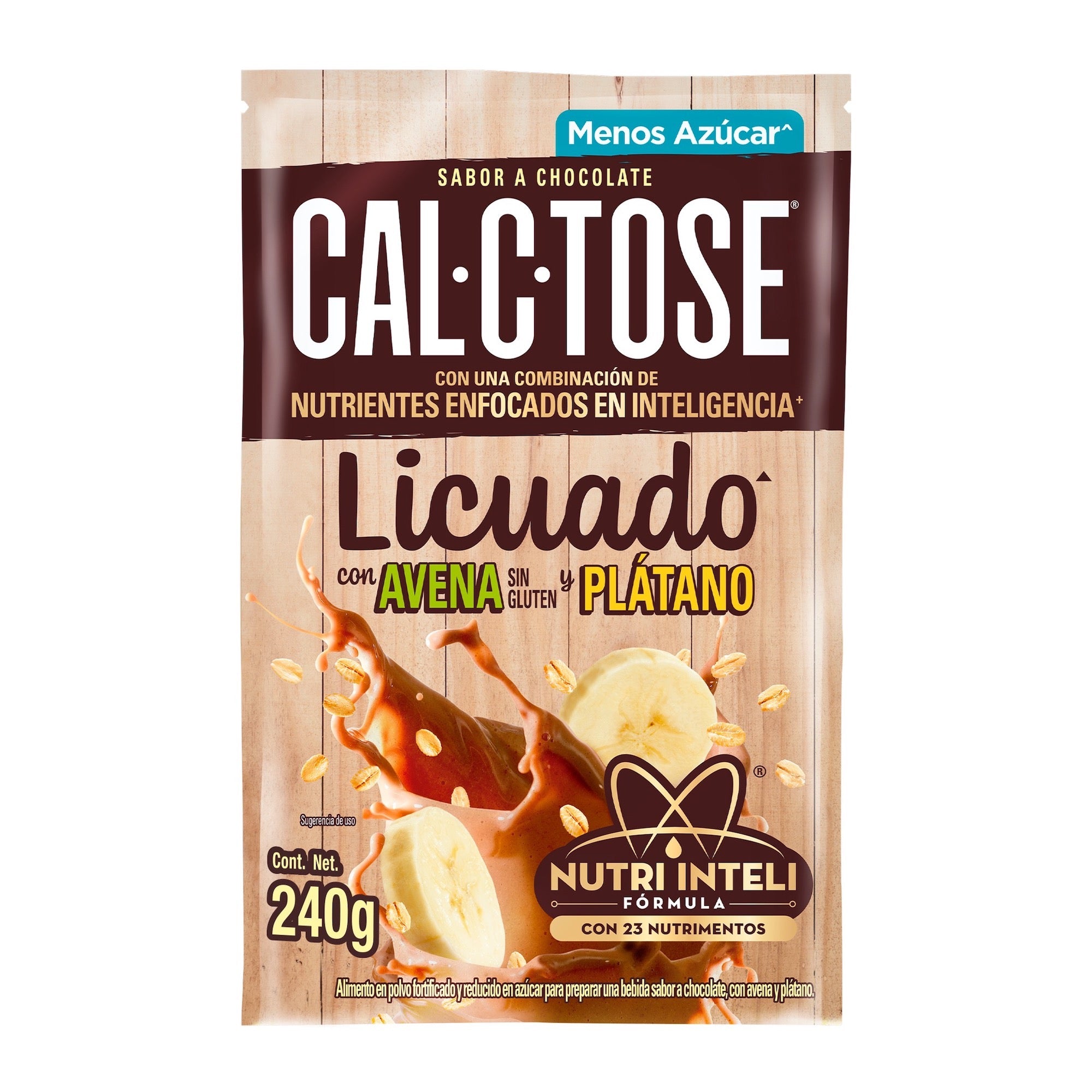 Cal-C-Tose® licuado sabor chocolate, avena y plátano, Bolsa de 240 grs.