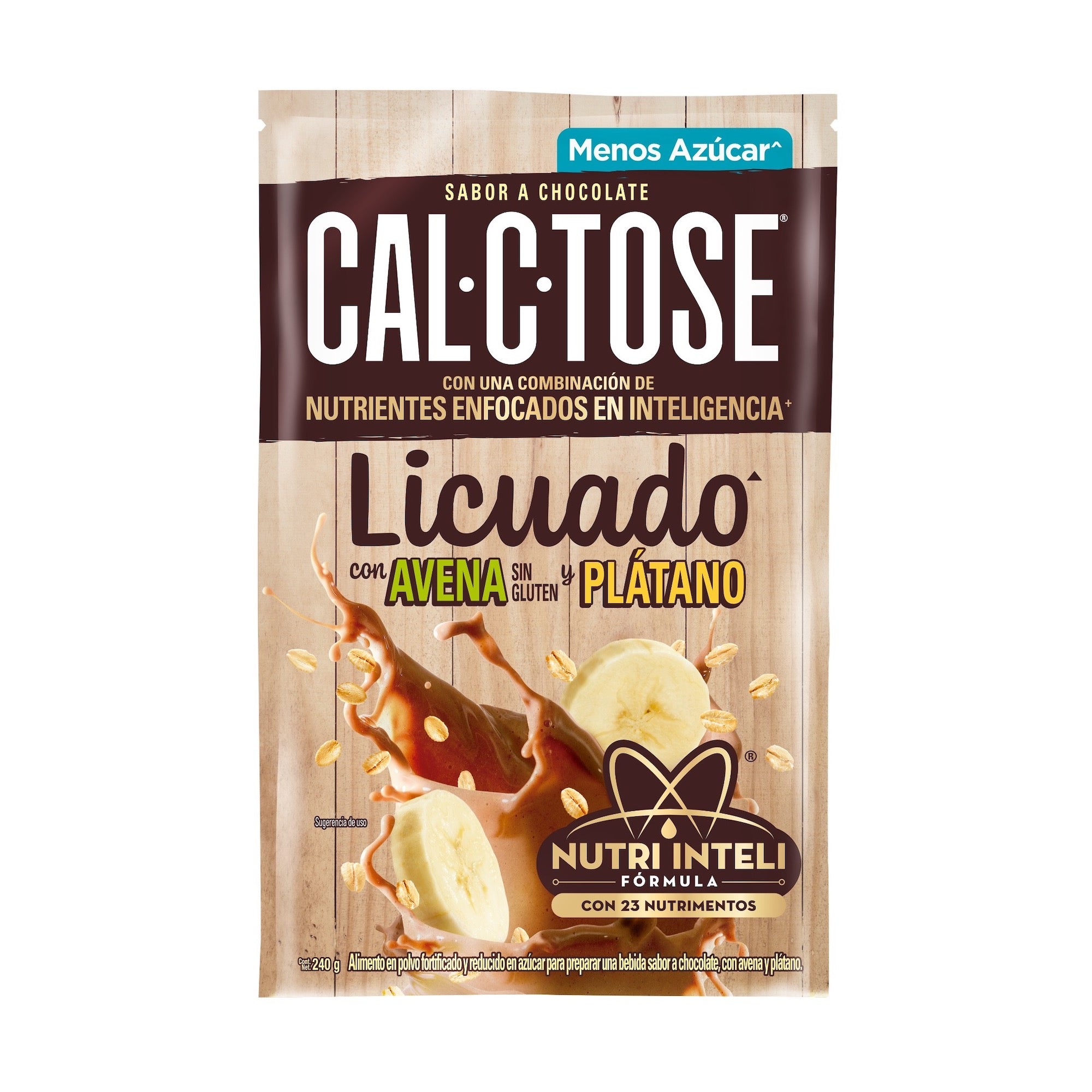 Cal-C-Tose® licuado sabor chocolate, avena y plátano, Bolsa de 240 grs.