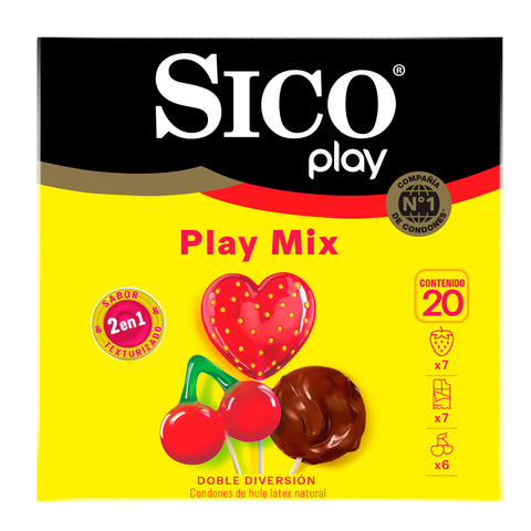 Condones Sico® Play Mix sabores mixtos - 20 pack