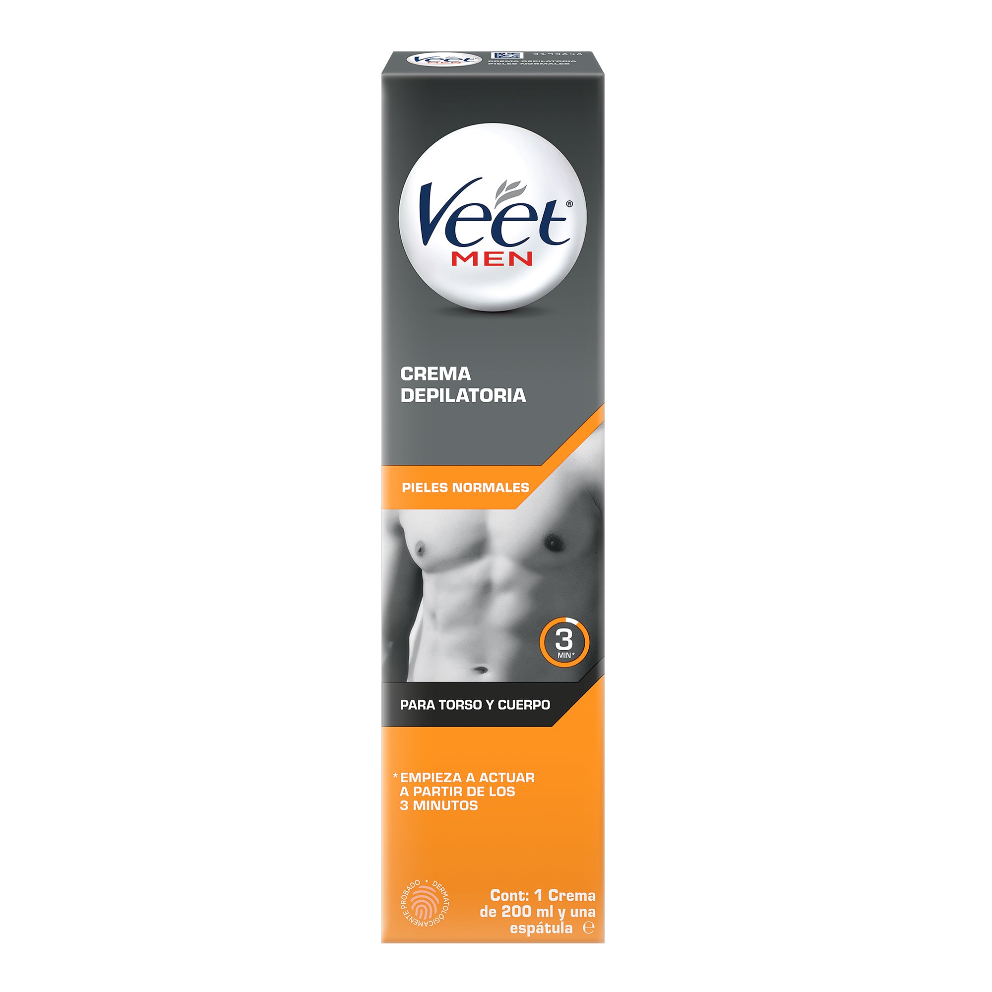 Veet® Men crema depilatoria para hombre, Piel Normal - 200 ml.