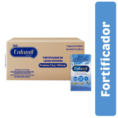 Enfamil Fortificador de Leche. Caja con 5 displays con 24 sachets de 5ml  c/u