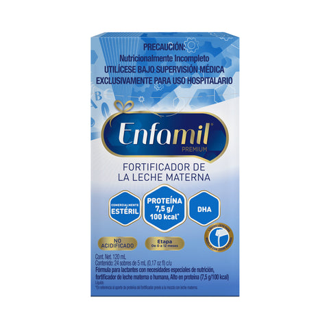 Enfamil Fortificador de Leche. Caja con 5 displays con 24 sachets de 5ml  c/u