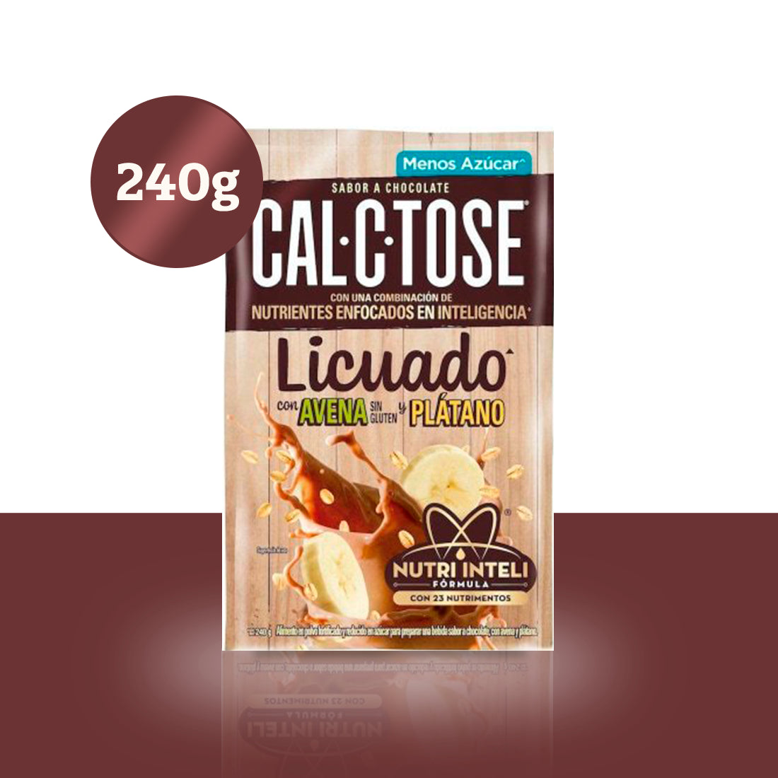 Cal-C-Tose® Licuado sabor chocolate, avena y plátano, Bolsa de 240 grs.