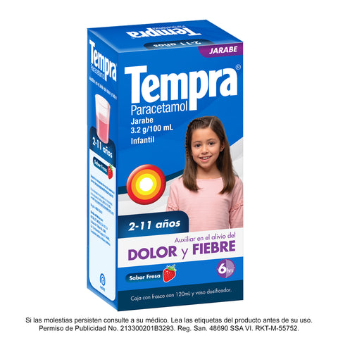 Tempra® Jarabe Infantil, Sabor Fresa - 120 ml