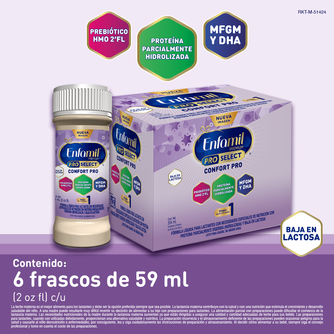 Enfamil® Premium ProSelect Confort Pro fórmula líquida - 6 frascos x 59ml.