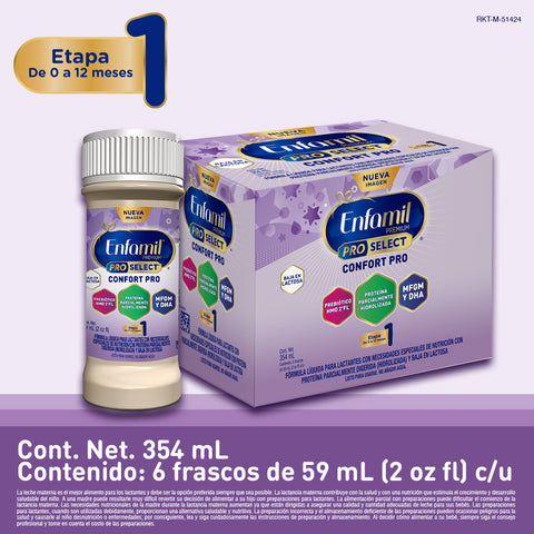 Enfamil® Premium ProSelect Confort Pro fórmula líquida - 6 frascos x 59ml.