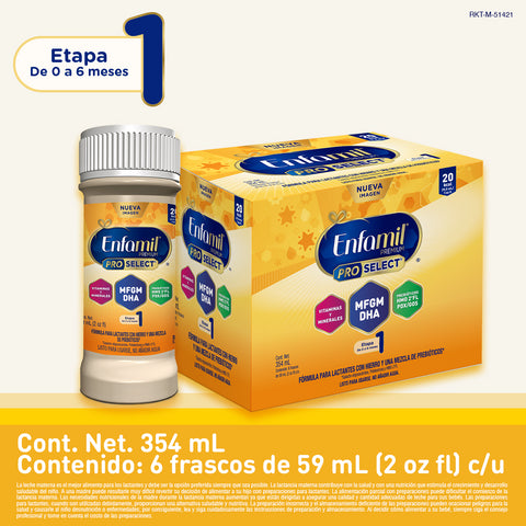 Enfamil® Premium ProSelect 0-6 meses fórmula líquida - 6 frascos x 59ml