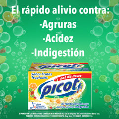 Picot® Sal de Uvas, sabor Frutos Tropicales - Caja con 10 sobres.