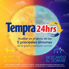 Tempra® 24 Hrs Gripa y Resfriado, Caja con 12 tabletas.