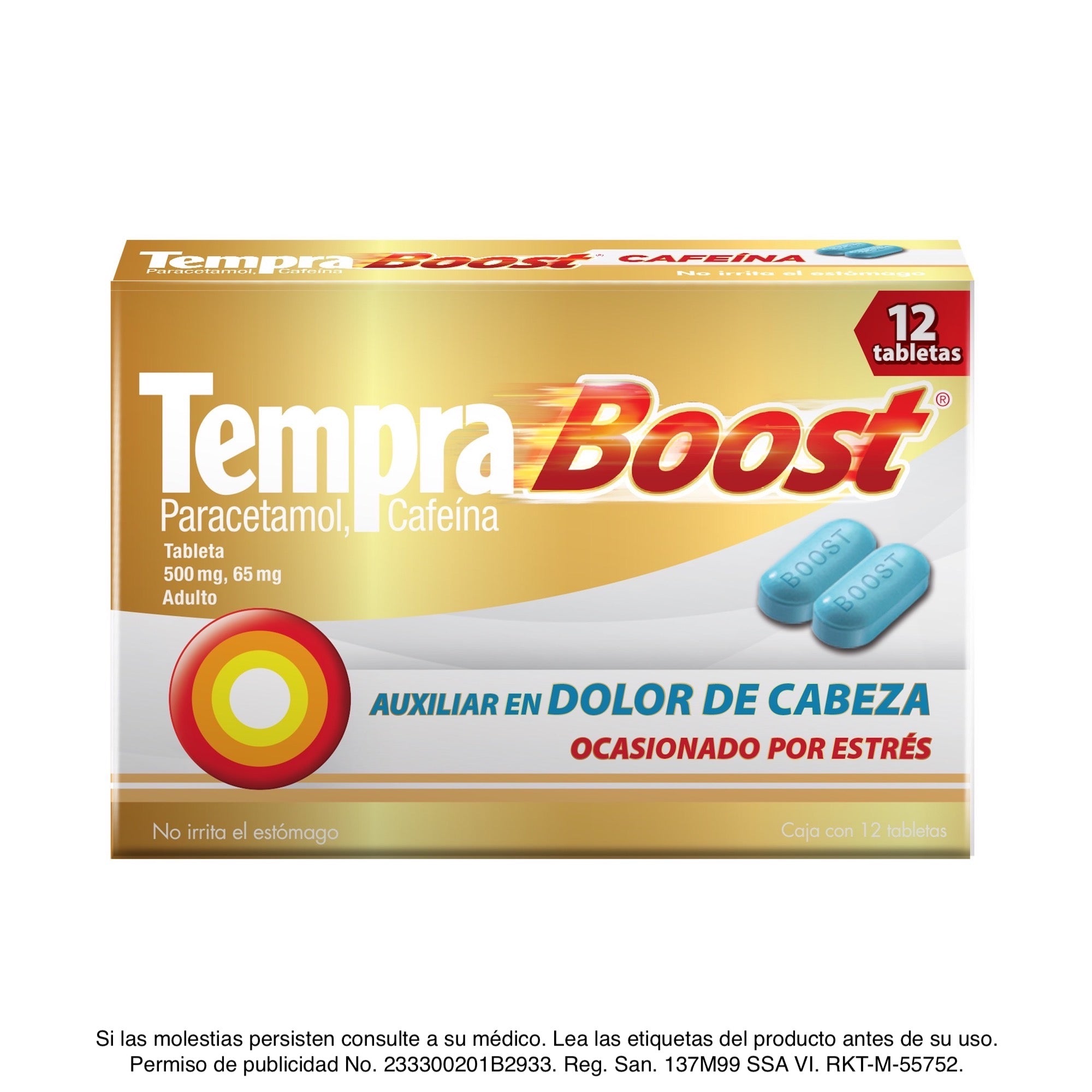 Tempra® Boost, Caja con 12 tabletas - 500 mg.