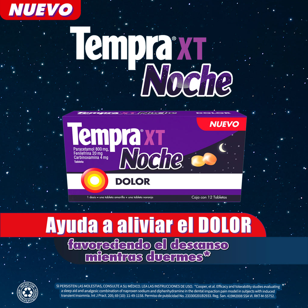 Tempra® XT Noche, Caja con 12 tabletas. – EnfaShop MX