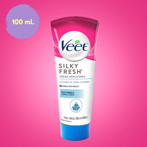 Veet® Silky Fresh crema depilatoria corporal, Piel Sensible - 100 ml.