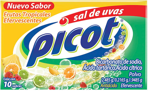 Picot Sal de Uvas, sabor Frutos Tropicales - caja con 10 sobres